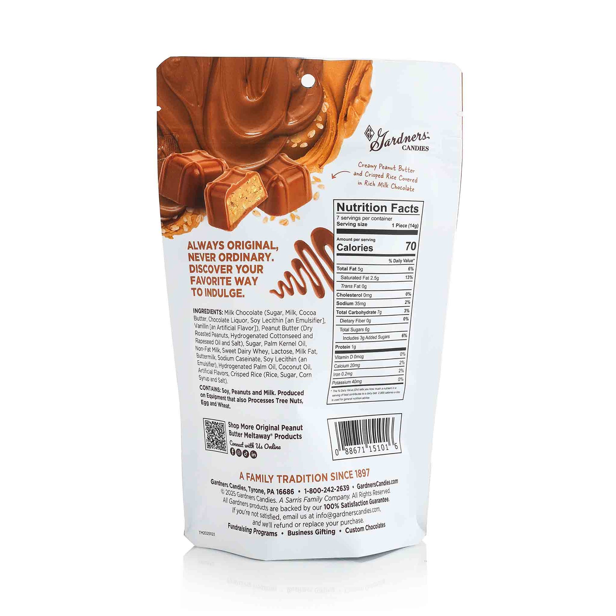 Crispy Original Peanut Butter Meltaway® Pouch Bag 7 pcs. | 3.5 oz.