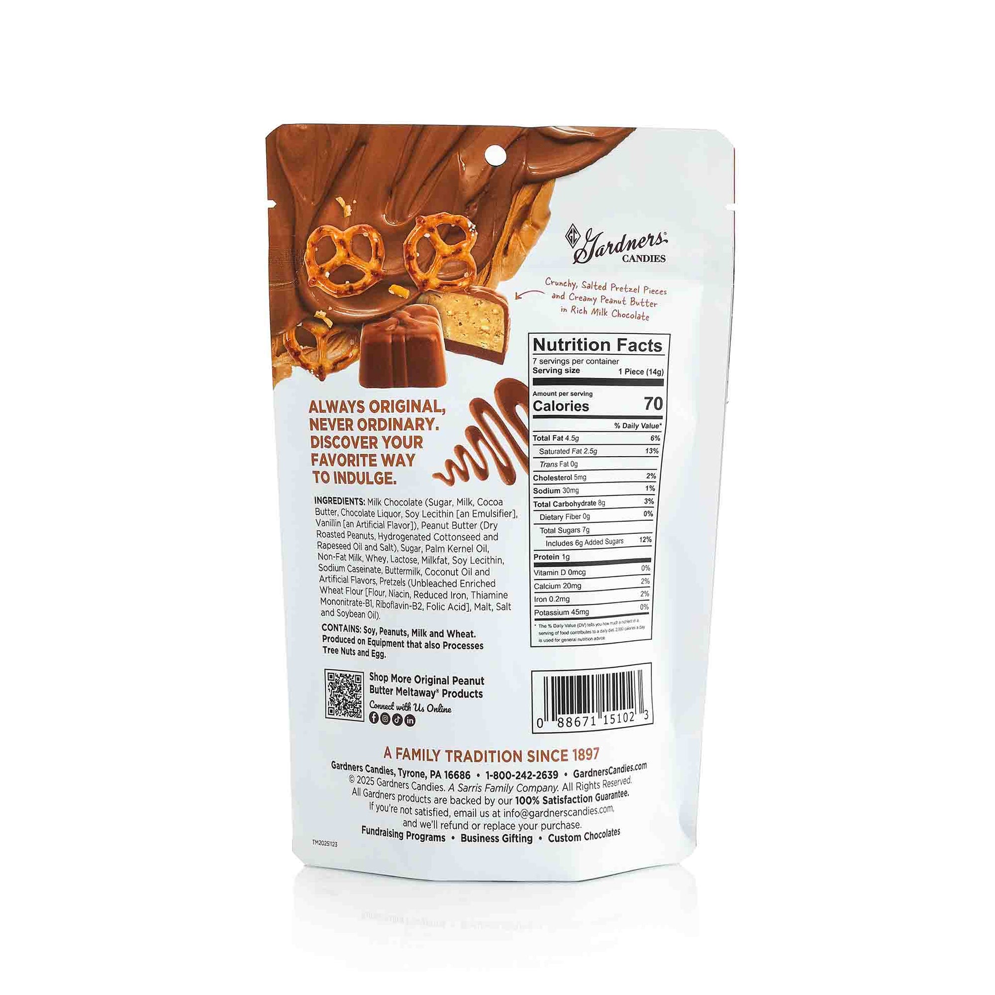 Salted Pretzel Original Peanut Butter Meltaway® Pouch Bag 7 pcs. | 3.5 oz.