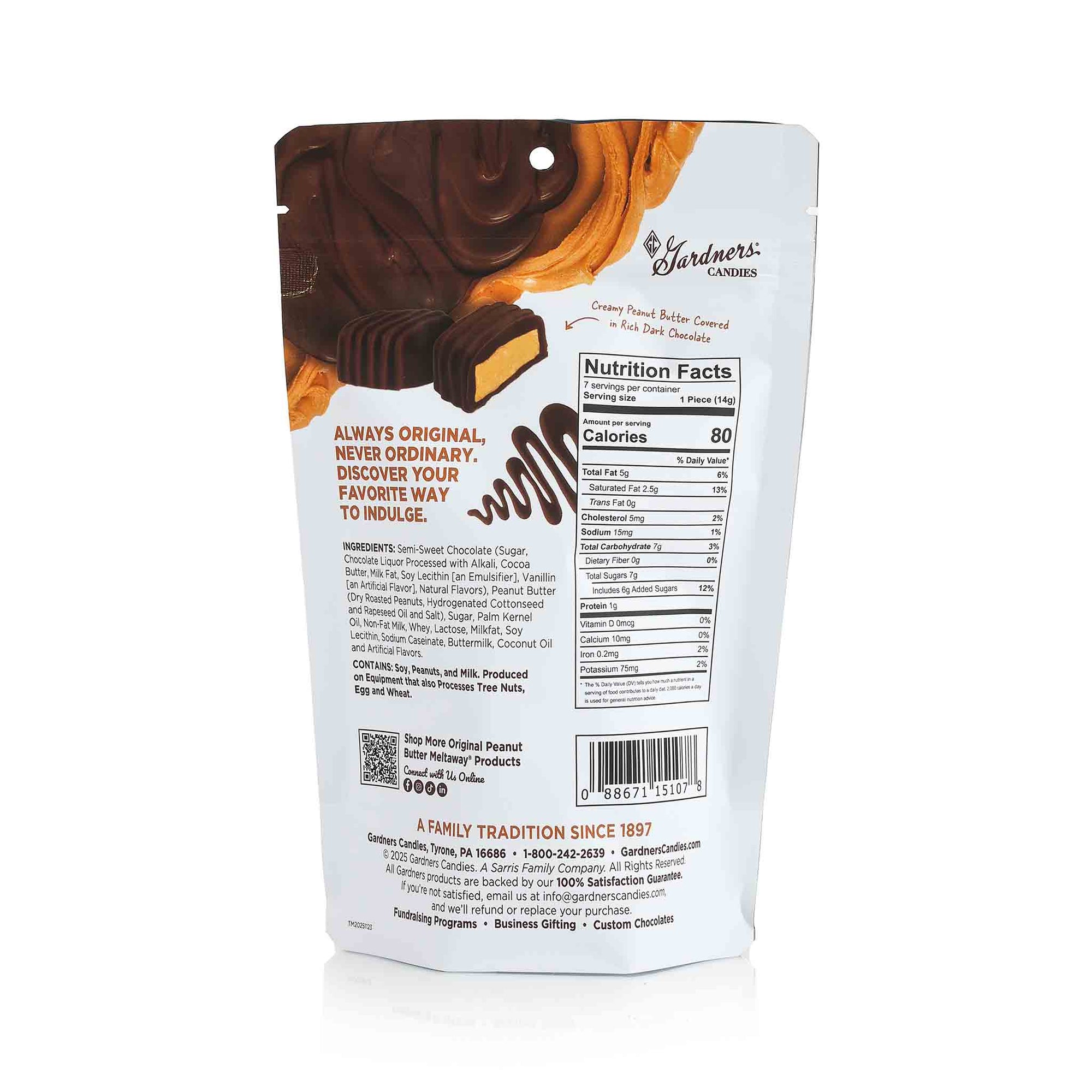 Dark Original Peanut Butter Meltaway® Pouch Bag 7 pcs. | 3.5 oz.