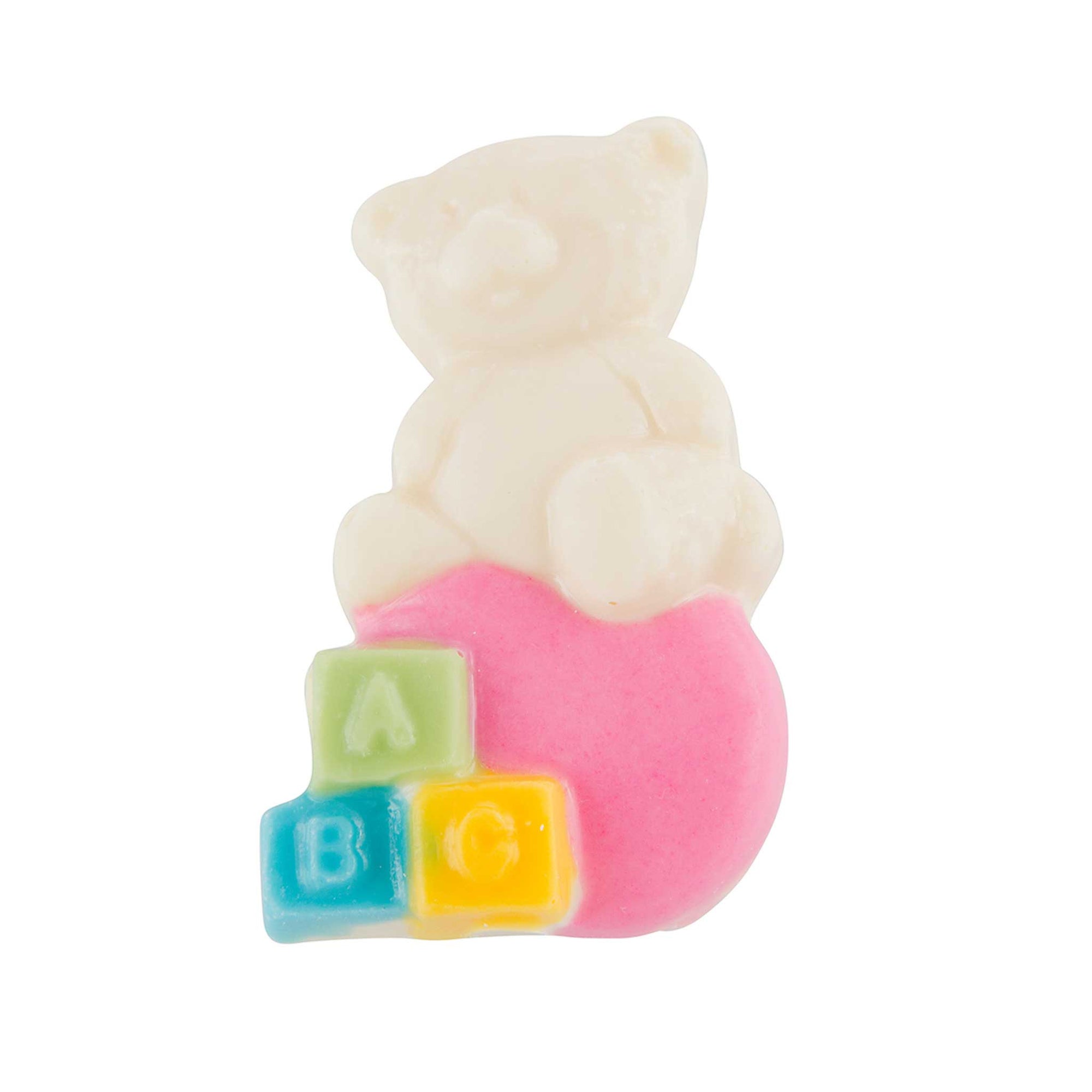 Teddy Bear w/Blocks White with Pink 1 oz.