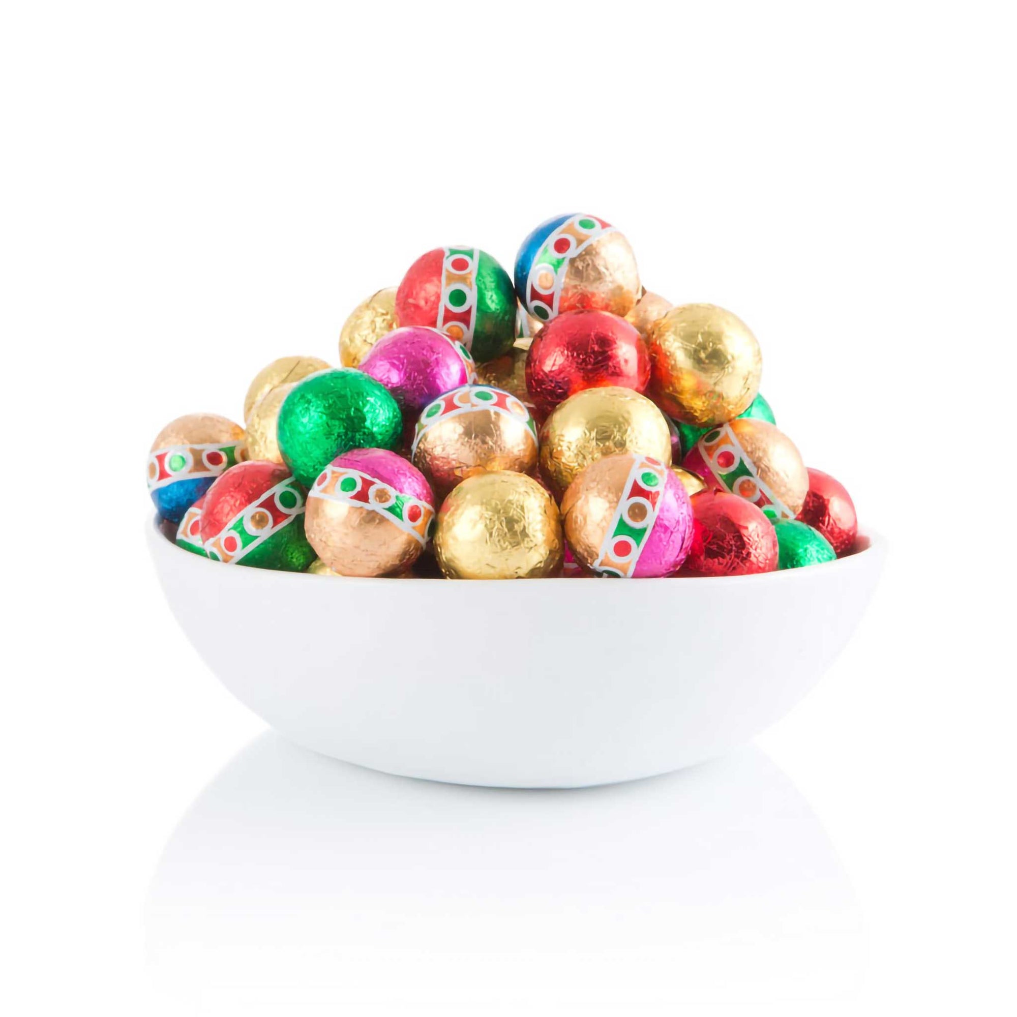 Solid Chocolate Christmas Foiled Balls Milk 8 oz.